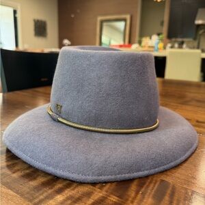 Eric Javits Grayish Blue Fedora with Gold Accent